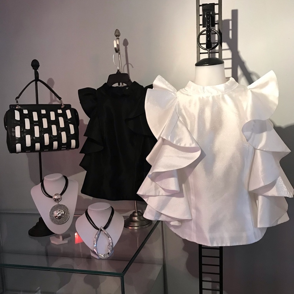 Black Ruffled Sleeveless Top - Picture 5 of 8